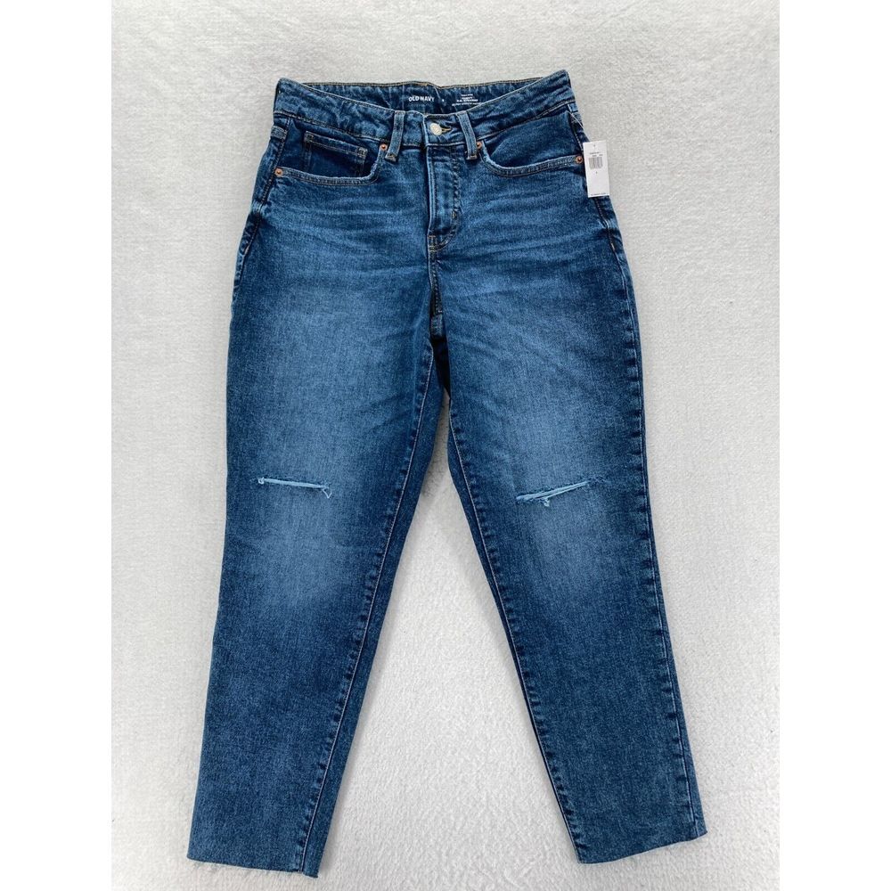 Old Navy Curvy O.G. Straight Leg Jeans Women's 2 Dark Wash Blue Denim High‎ Rise